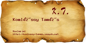 Komlóssy Tamás névjegykártya